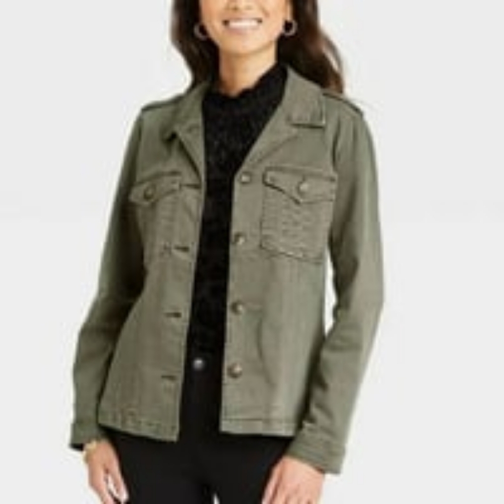 NWT Knox Rose Women's Green Utility Jacket 100% cotton,size XL